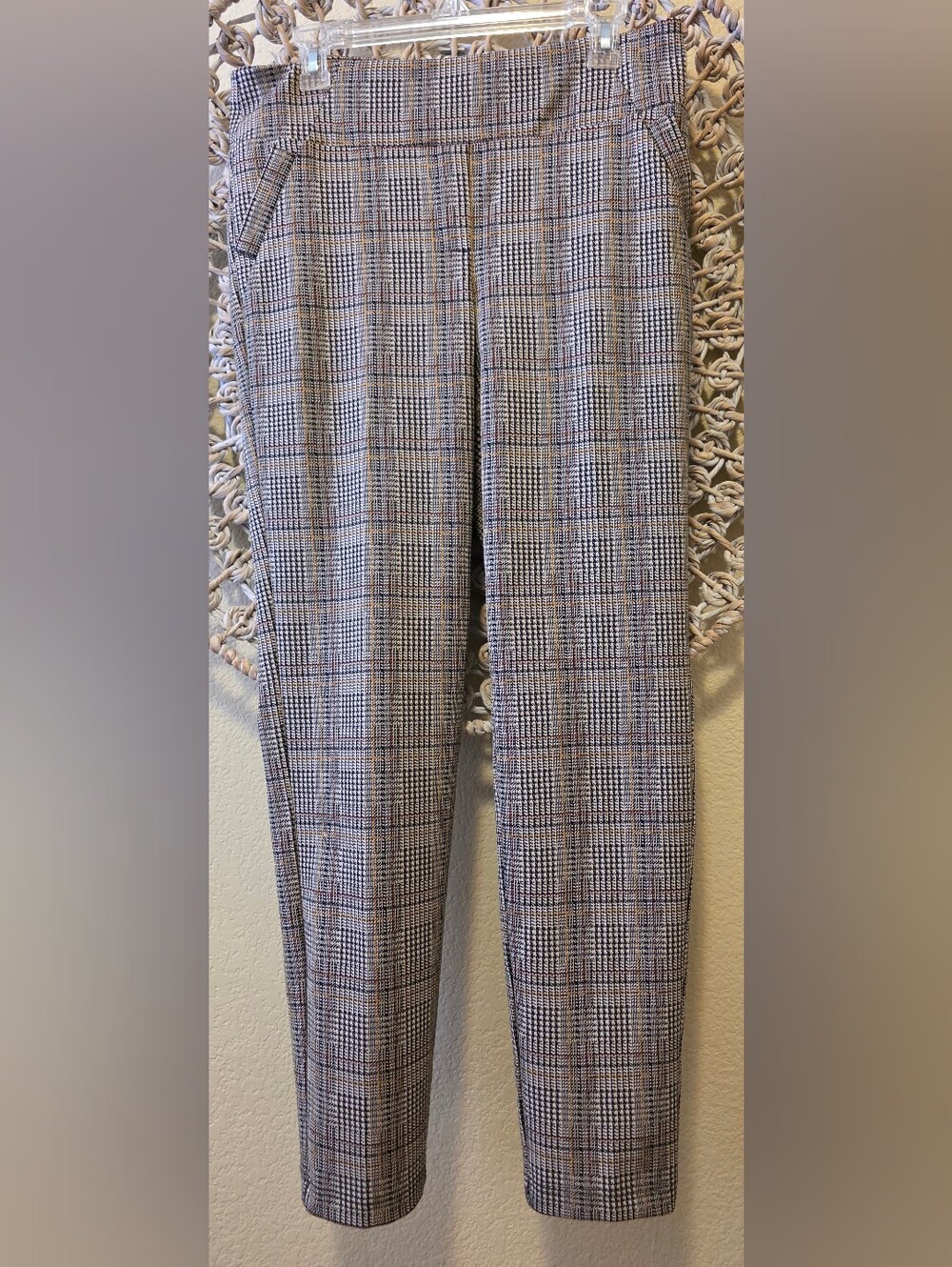 SOHO Apparel Plaid Dress Pants Women Size L Stretch Trousers
